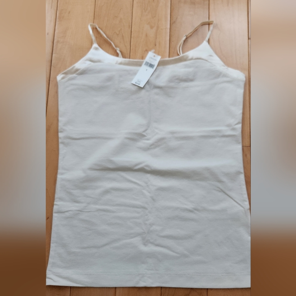 BANANA REPUBLIC white tank top with satin details in size S